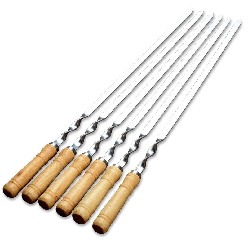 Grillspett Premium 6 Pack – Rostfritt stål med träskaft