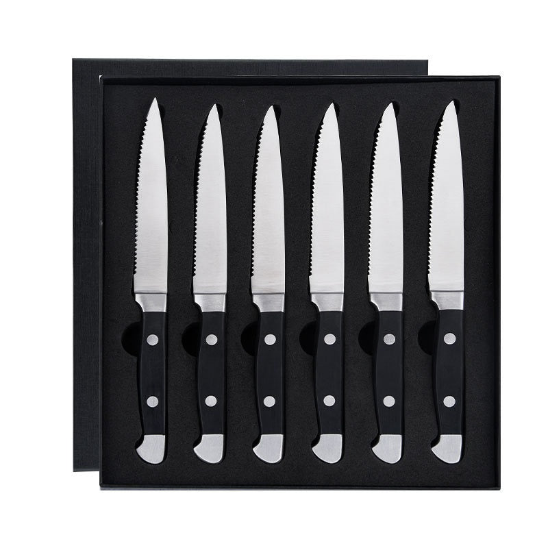 Premium Biffknivar i Rostfritt Stål – 6-pack med elegant förvaringslåda